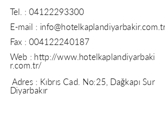 Hotel Kaplan iletiim bilgileri